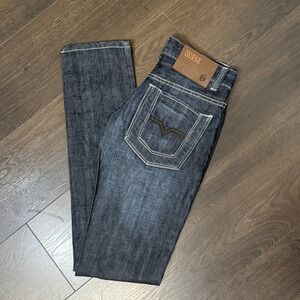 Y2K Guess Premium Jeans 28 x 36‎ Extra Long Straight Leg Dark Low Rise Stretch